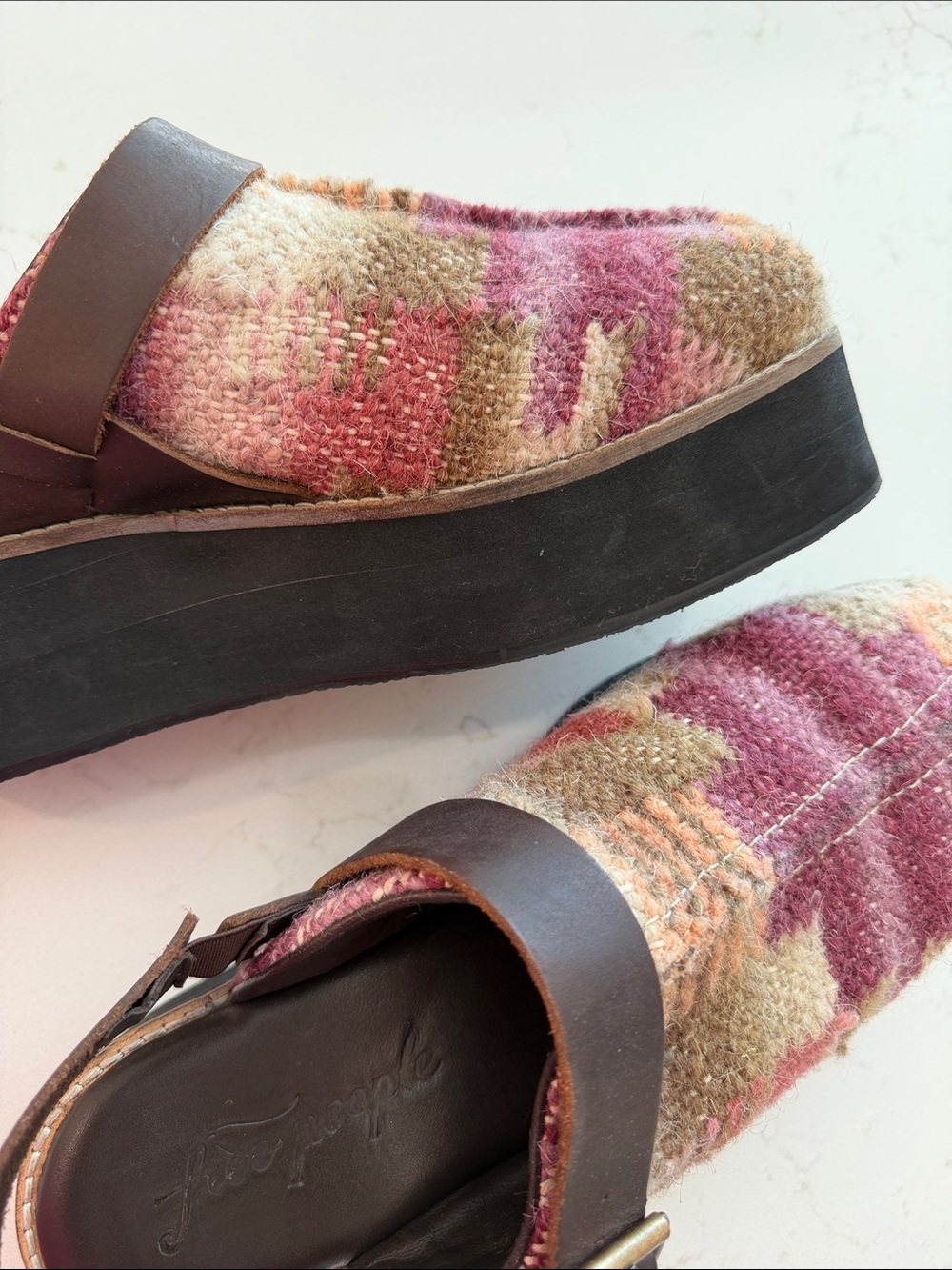 Free People Multicolor Woven Slingback Clogs - Brown Strap - Picture 7 of 8